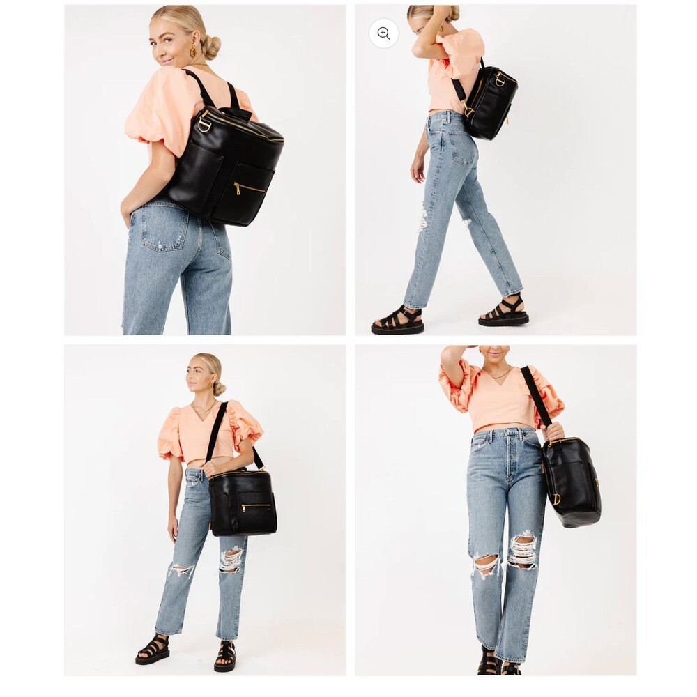 Fawn Design Diaper bag Black Faux Leather Diaper Bag Backpack Original *GUC* - Picture 9 of 9